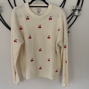 a new day Off-White Sweater with Embroidered Cherries